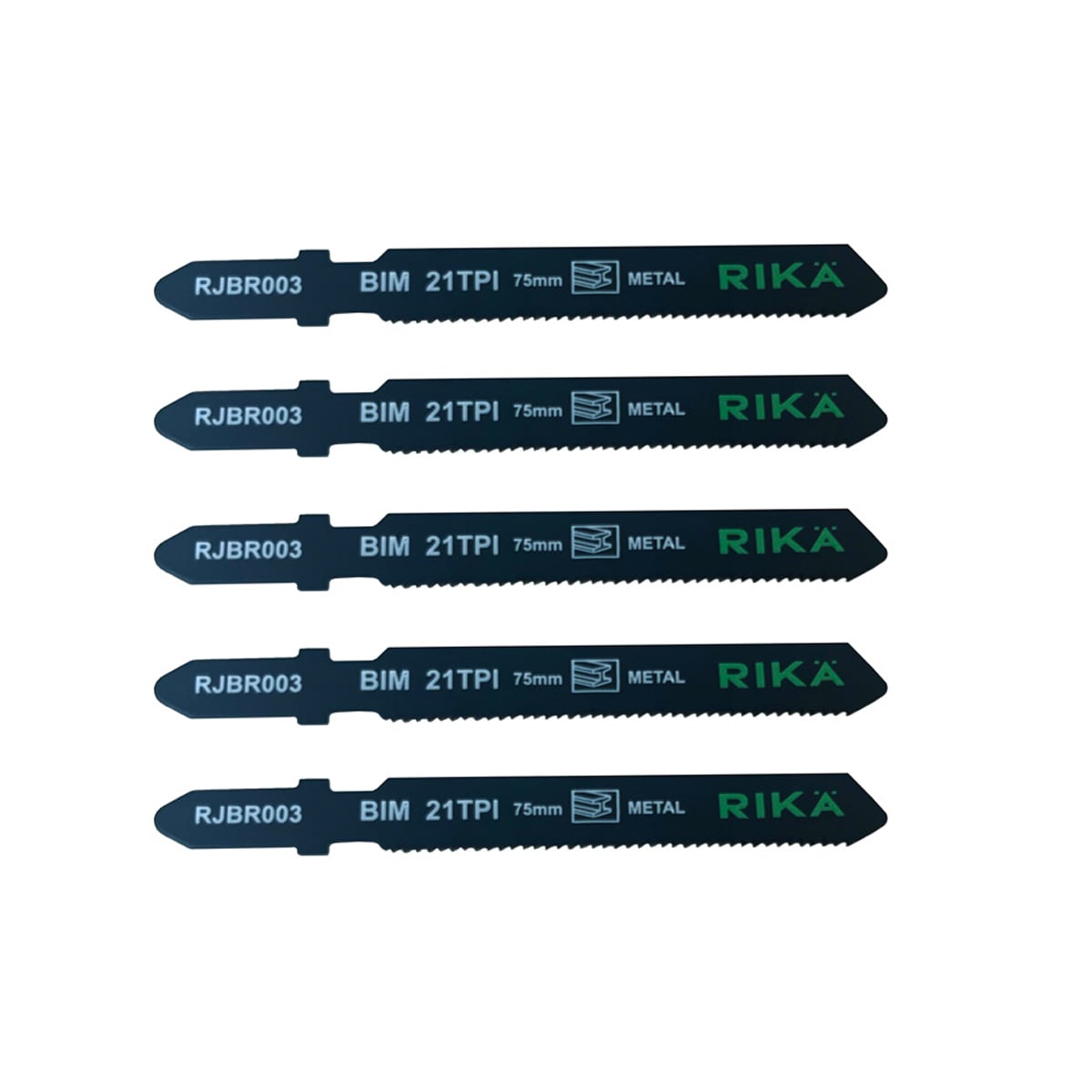 Rikä 75mm 21 TPI Bi-Metal Fine Metal Cutting Jigsaw Blades - Pack of 5 - Type T118AF
